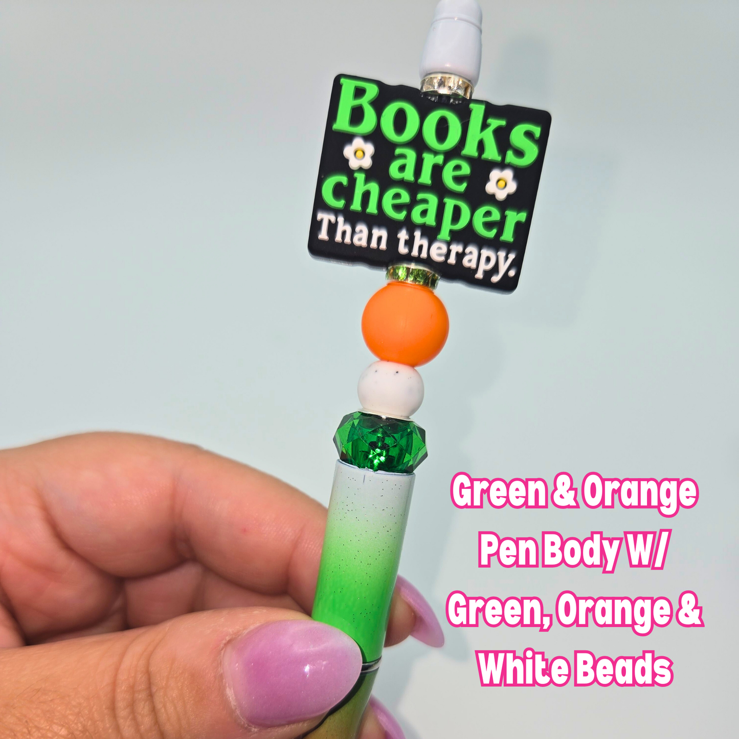 Books Are Cheaper Than Therapy Beaded Pen