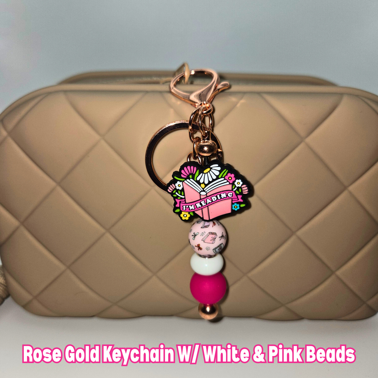 I'm Reading Beaded Keychain