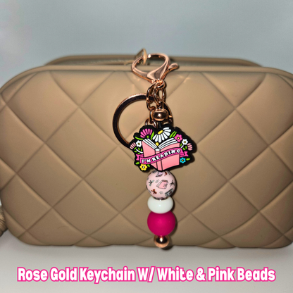 I'm Reading Beaded Keychain