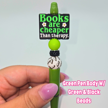 Books Are Cheaper Than Therapy Beaded Pen