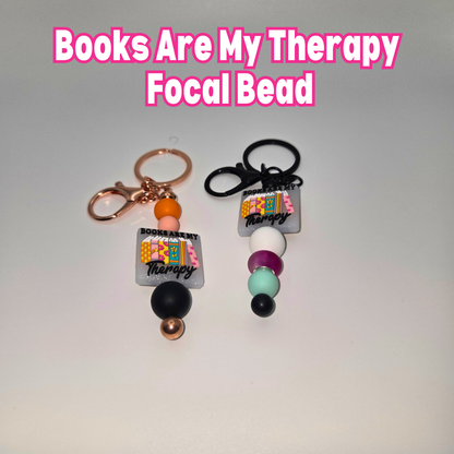 Books Are My Therapy Beaded Keychain